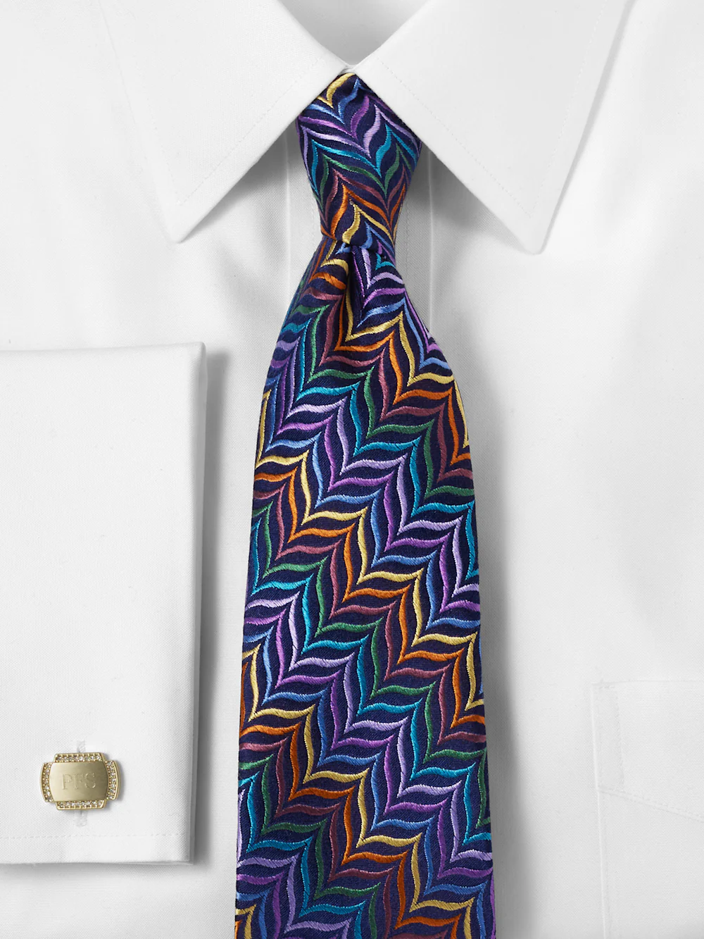 Herringbone Woven Silk Tie - Purple Multi - Image 2