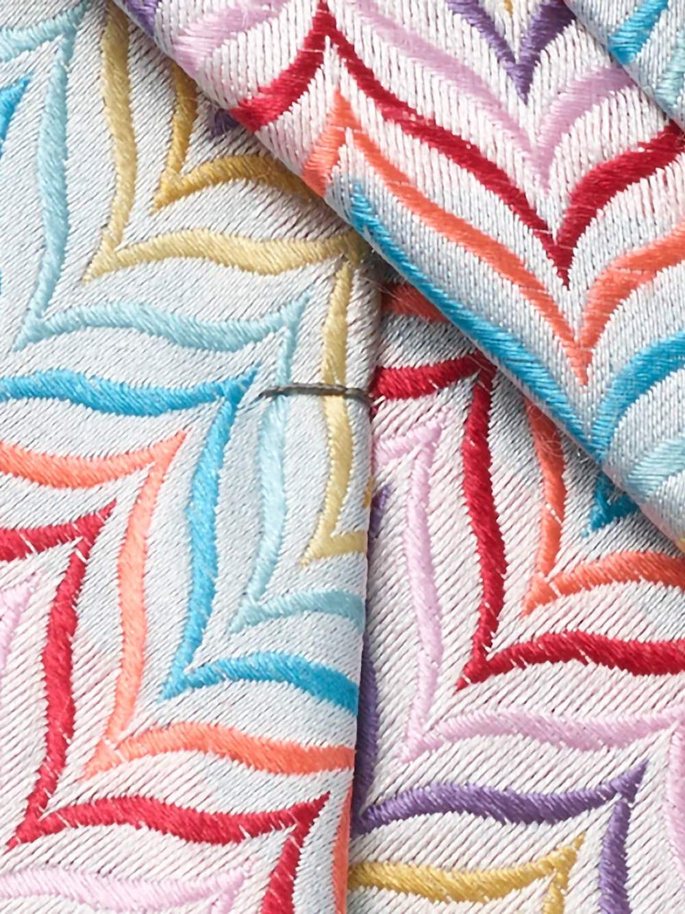 Herringbone Woven Silk Tie - Multi - Image 3