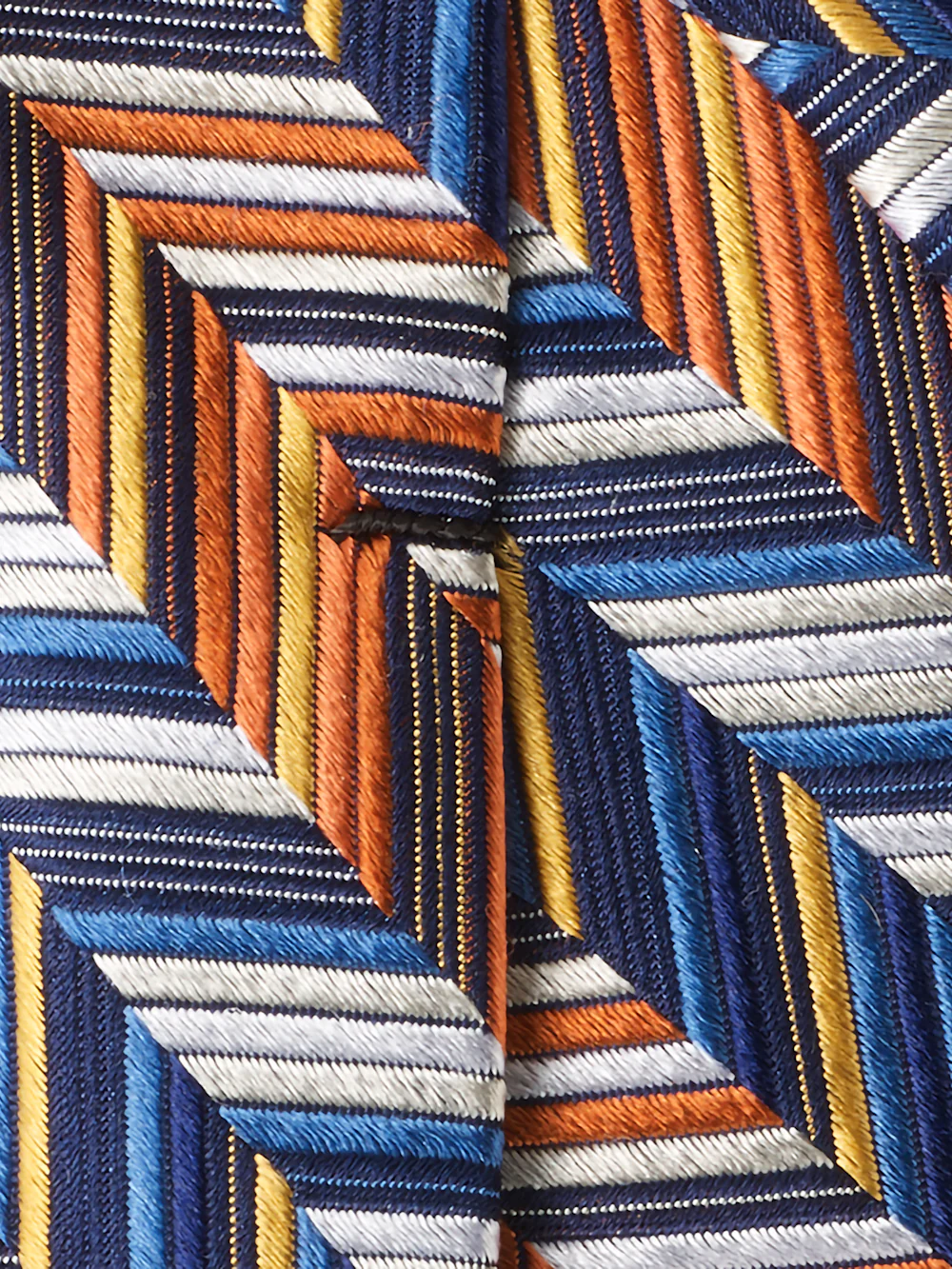 Herringbone Woven Silk Tie - Multi - Image 3