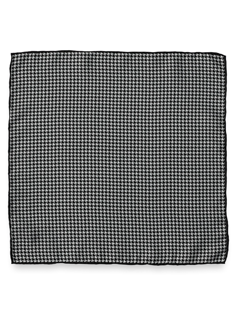 Houndstooth Silk Pocket Square - Ivory/silver - Image 2
