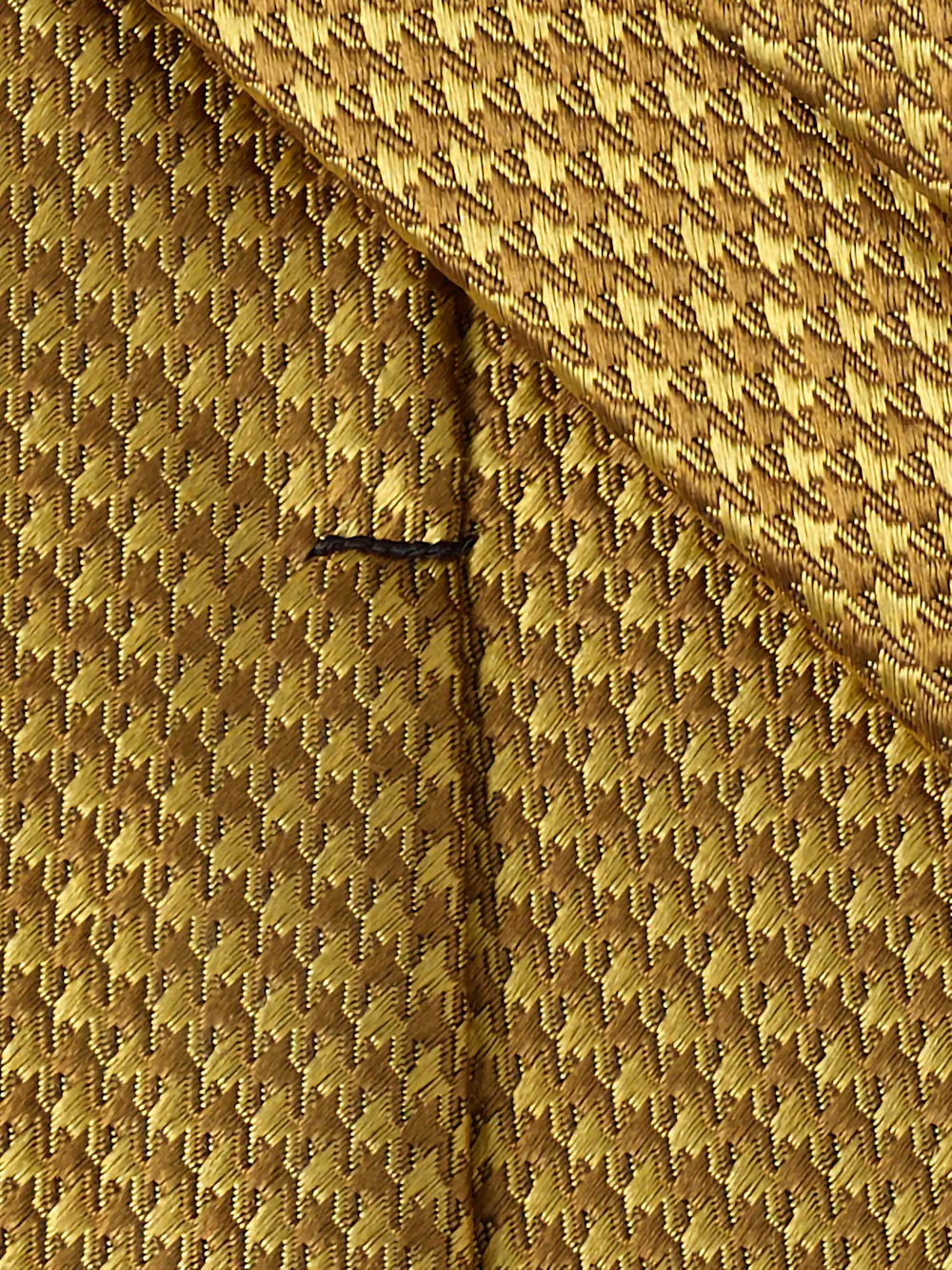 Houndstooth Woven Silk Tie - Gold - Image 4