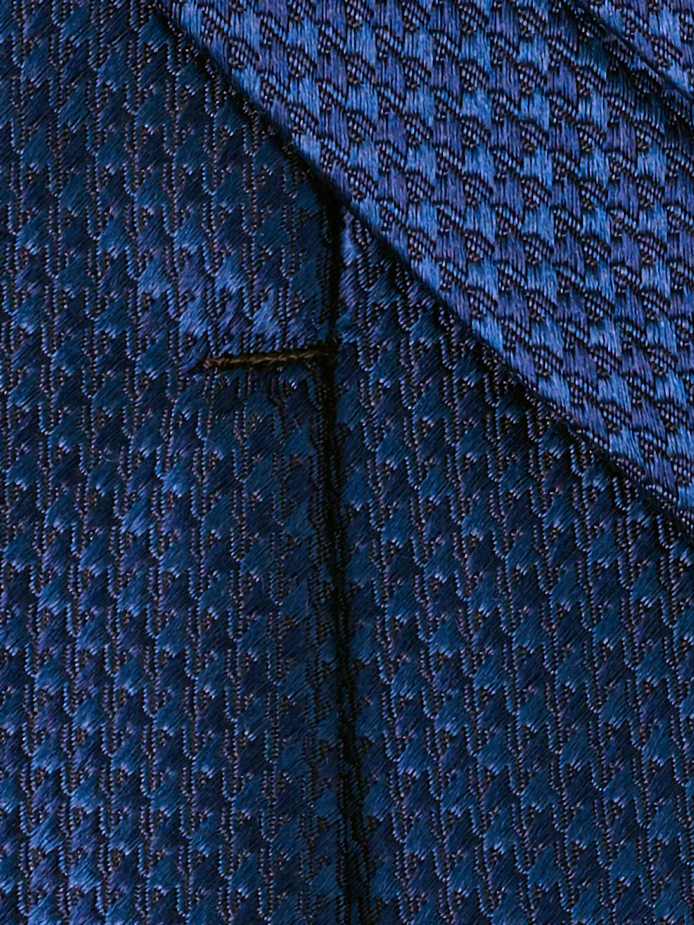 Houndstooth Woven Silk Tie - Navy - Image 4