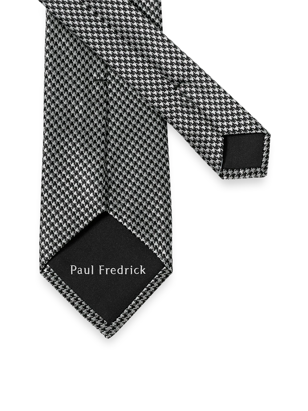 Houndstooth Woven Silk Tie - Black/grey - Image 3