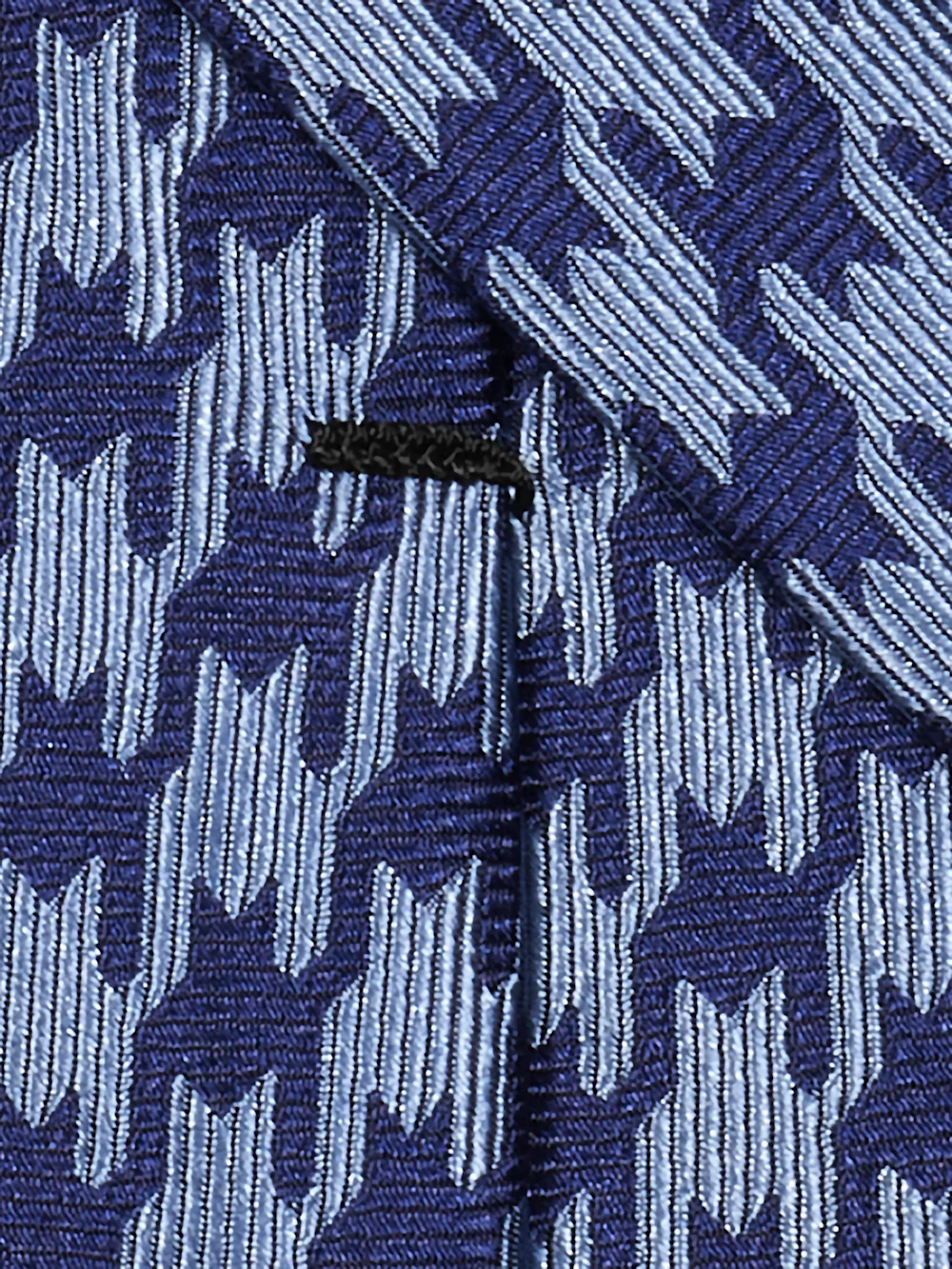 Houndstooth Woven Silk Tie - Blue/navy - Image 3