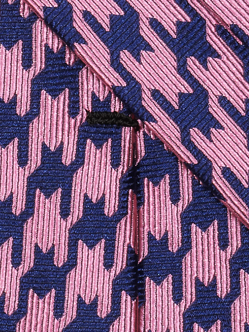 Houndstooth Woven Silk Tie - Pink/navy - Image 3