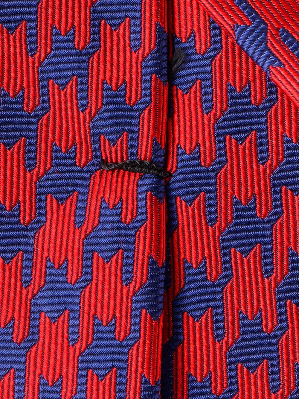 Houndstooth Woven Silk Tie - Red/navy - Image 3