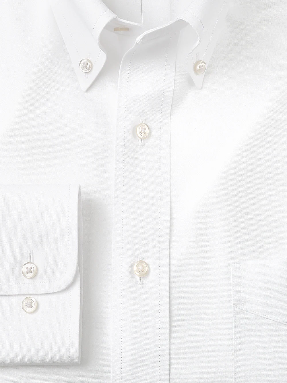 Impeccable Non-Iron Cotton Pinpoint Solid Color Button Down Collar Dress Shirt - White - Image 2