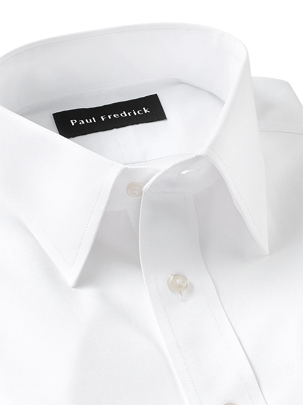 Impeccable Non-Iron Cotton Pinpoint Solid Color Straight Collar Dress Shirt - White - Image 3