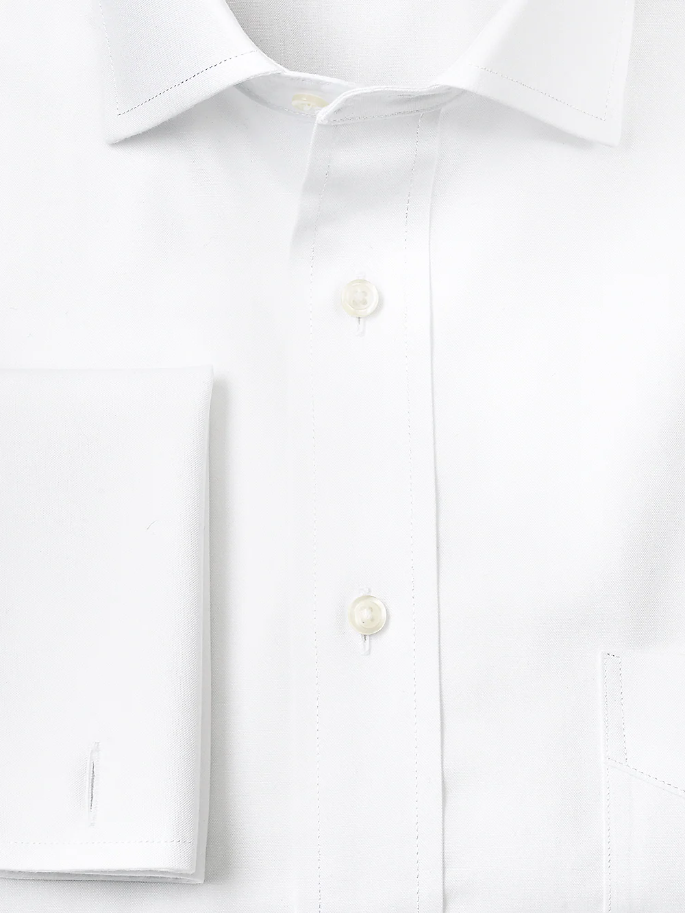 Impeccable Non-Iron Cotton Pinpoint Spread Collar French Cuff Dress Shirt - White - Image 3