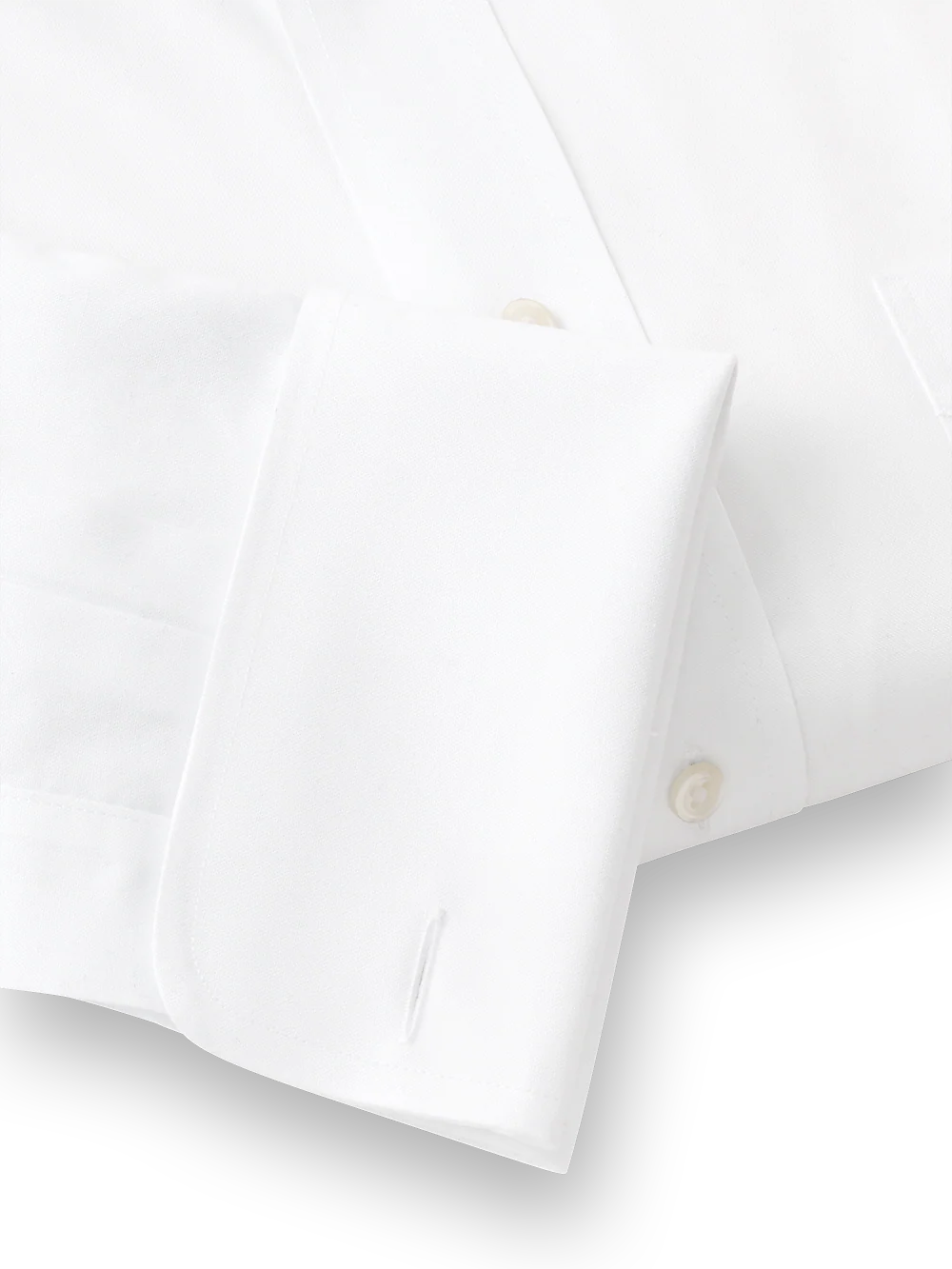 Impeccable Non-Iron Cotton Pinpoint Spread Collar French Cuff Dress Shirt - White - Image 5
