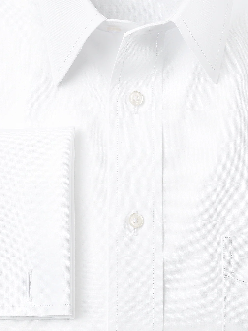 Impeccable Non-Iron Cotton Pinpoint Straight Collar French Cuff Dress Shirt - White - Image 3