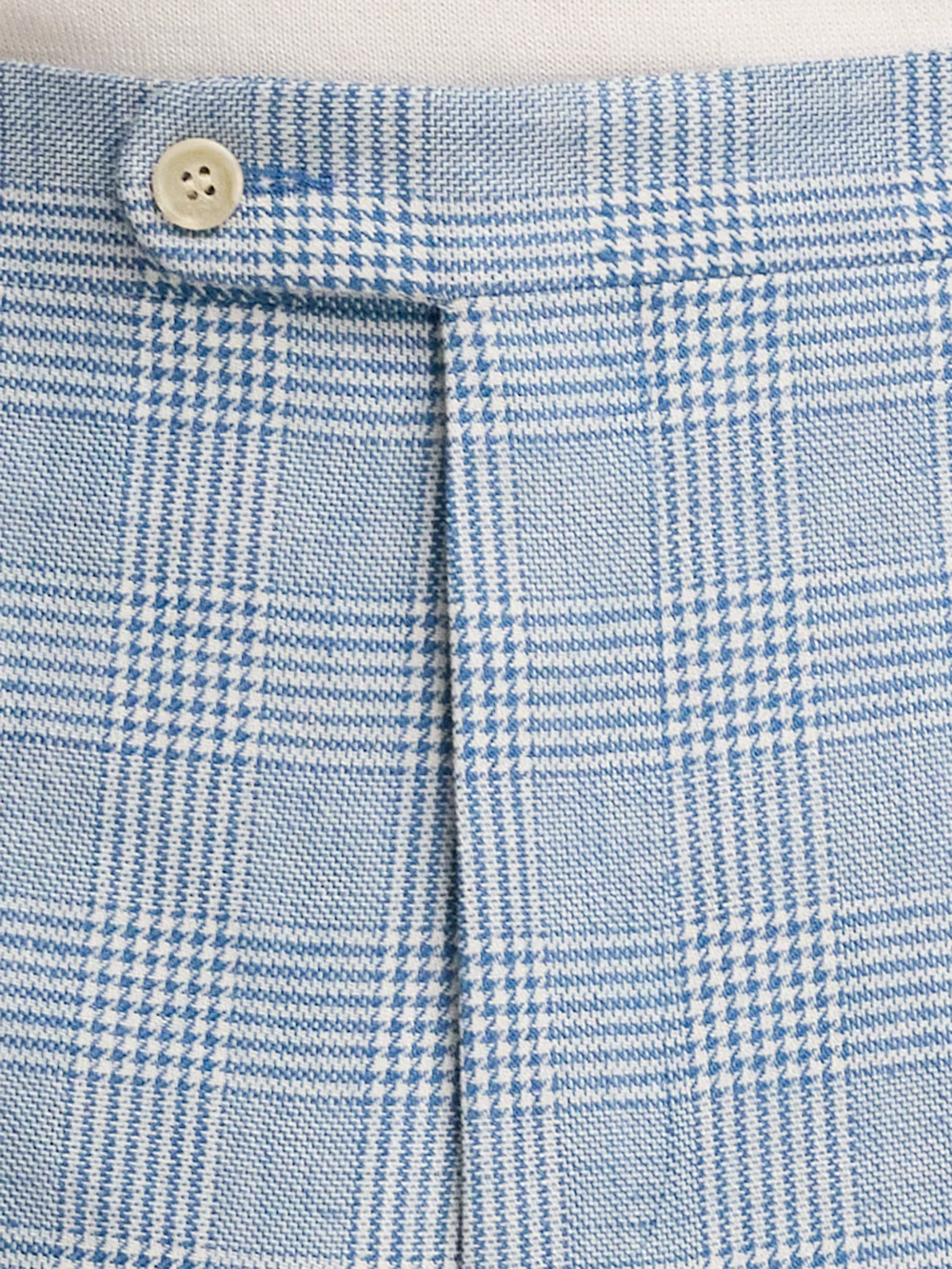 Italian Cotton Blend Single Breasted Notch Lapel Suit Pant - Tan/blue Plaid - Image 5