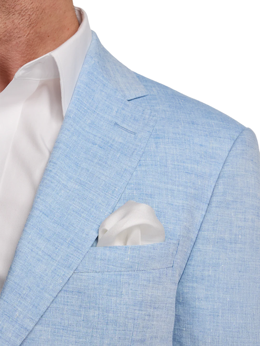 Italian Linen Blend Single Breasted Notch Lapel Suit - Light Blue - Image 6