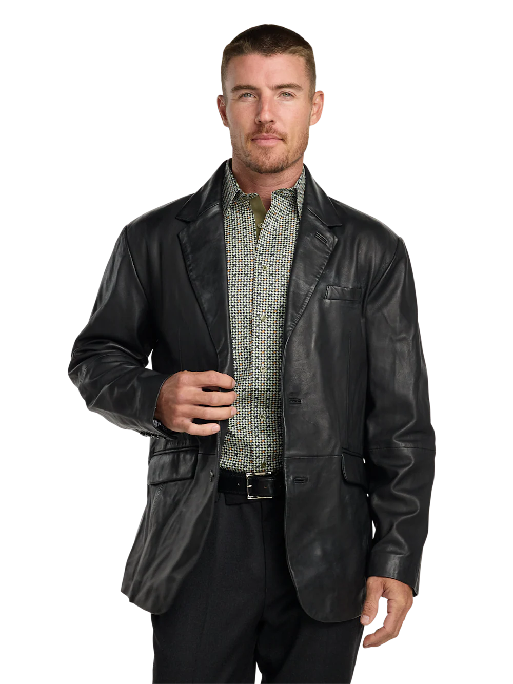 Leather Blazer - Black - Image 3