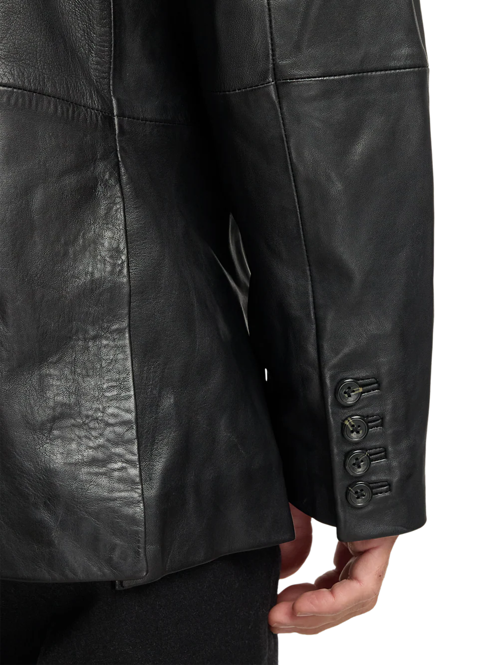 Leather Blazer - Black - Image 4