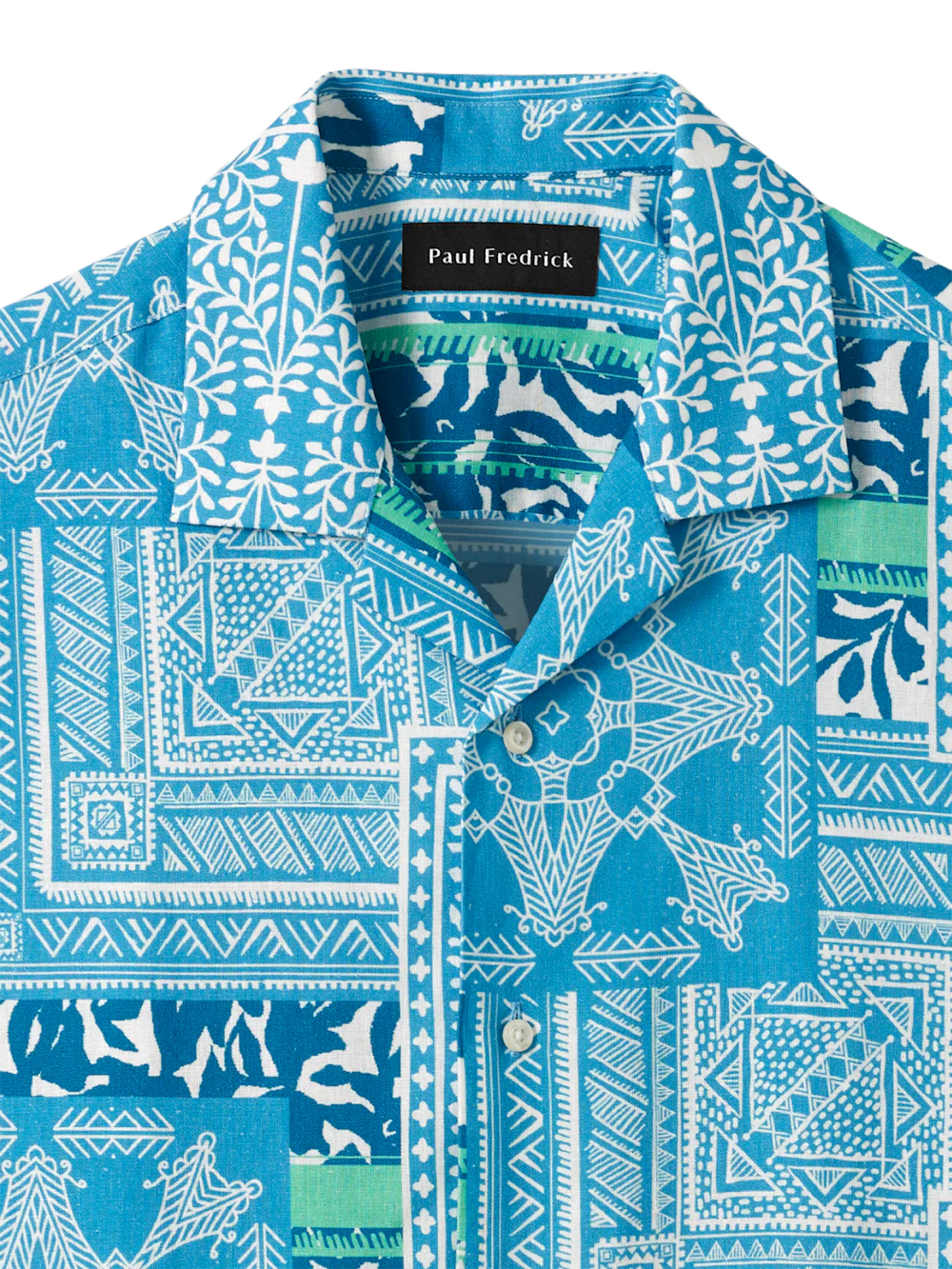 Linen Blend Bandana Casual Shirt - Aqua - Image 6