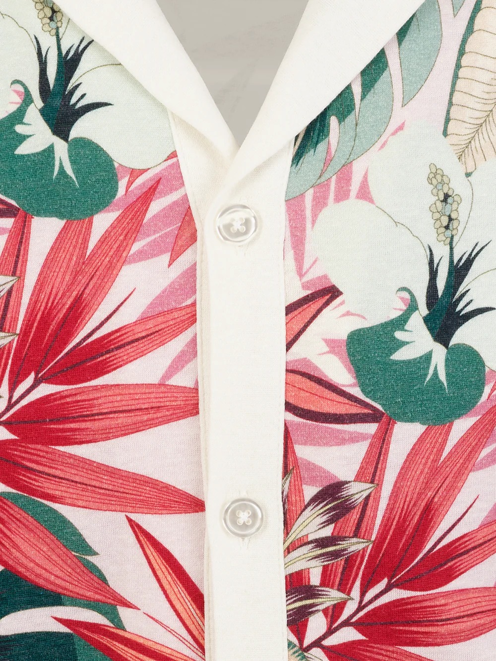 Linen Blend Full Button Front Camp Collar - Pink Multi - Image 6