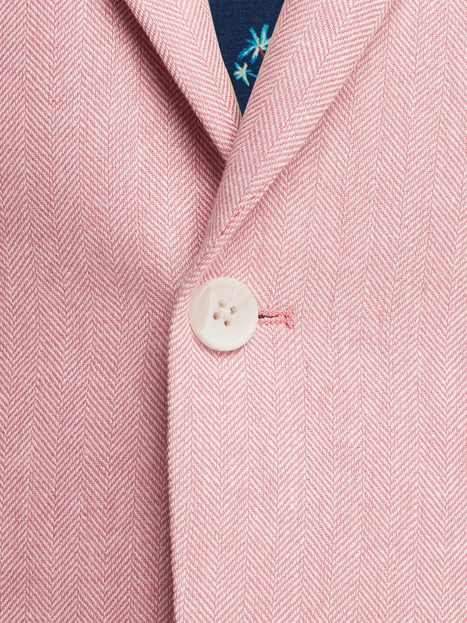 Linen Blend Herringbone Notch Lapel Sport Coat - Watermelon - Image 5