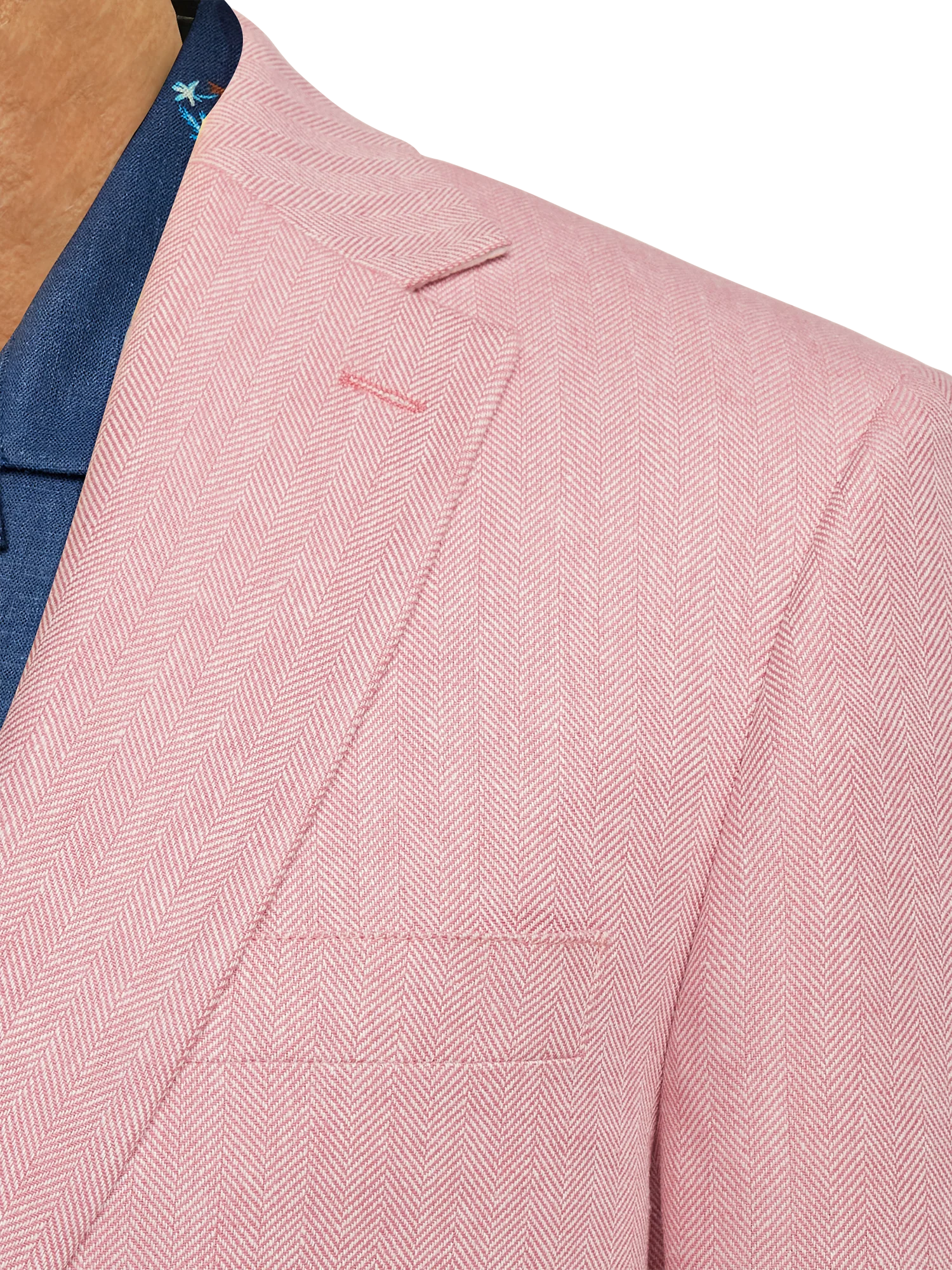 Linen Blend Herringbone Notch Lapel Sport Coat - Watermelon - Image 6
