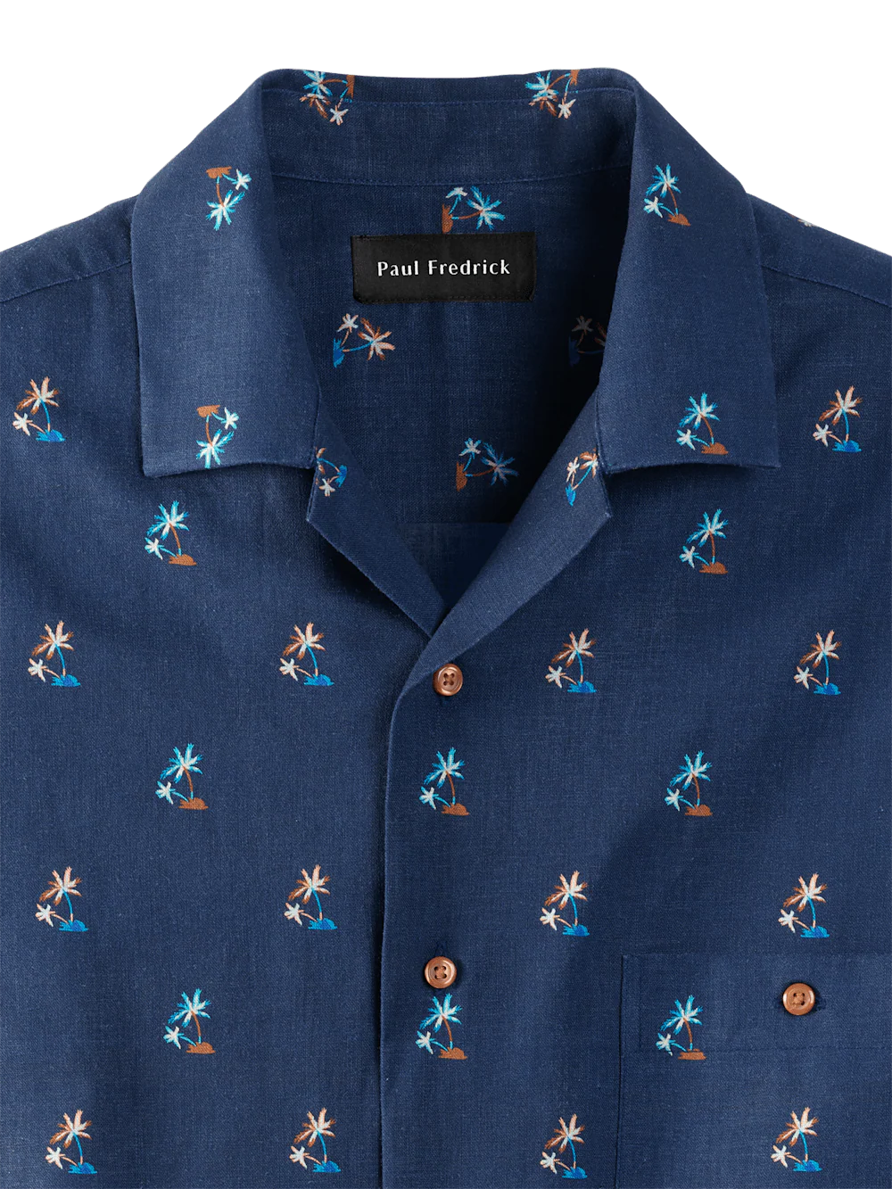 Linen Blend Novelty Print Casual Shirt - Navy - Image 6