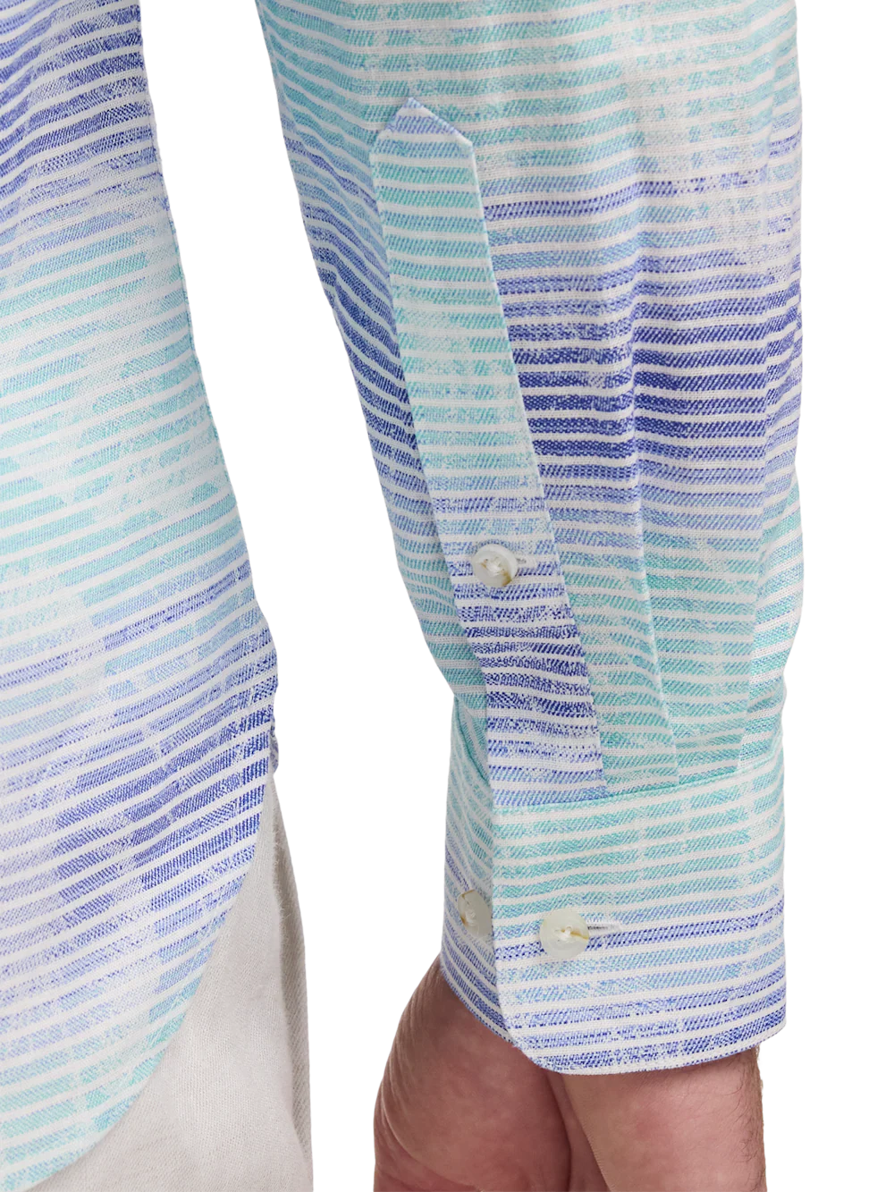 Linen Blend Ombre Stripe Casual Shirt - Multi - Image 4