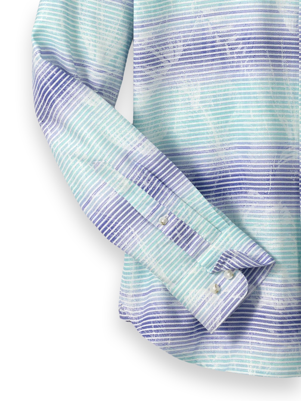 Linen Blend Ombre Stripe Casual Shirt - Multi - Image 7