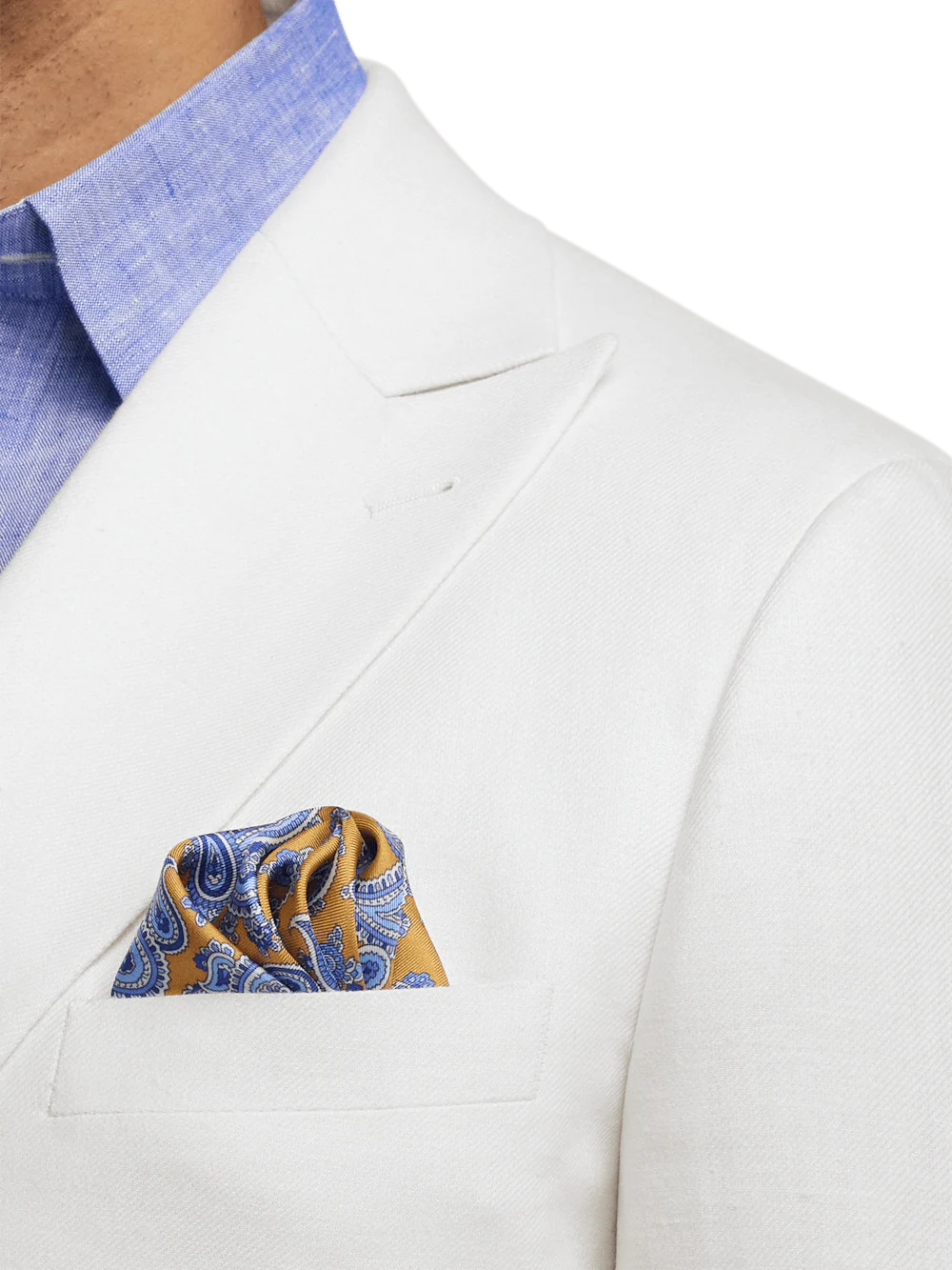 Linen Blend Peak Lapel Suit - White - Image 6