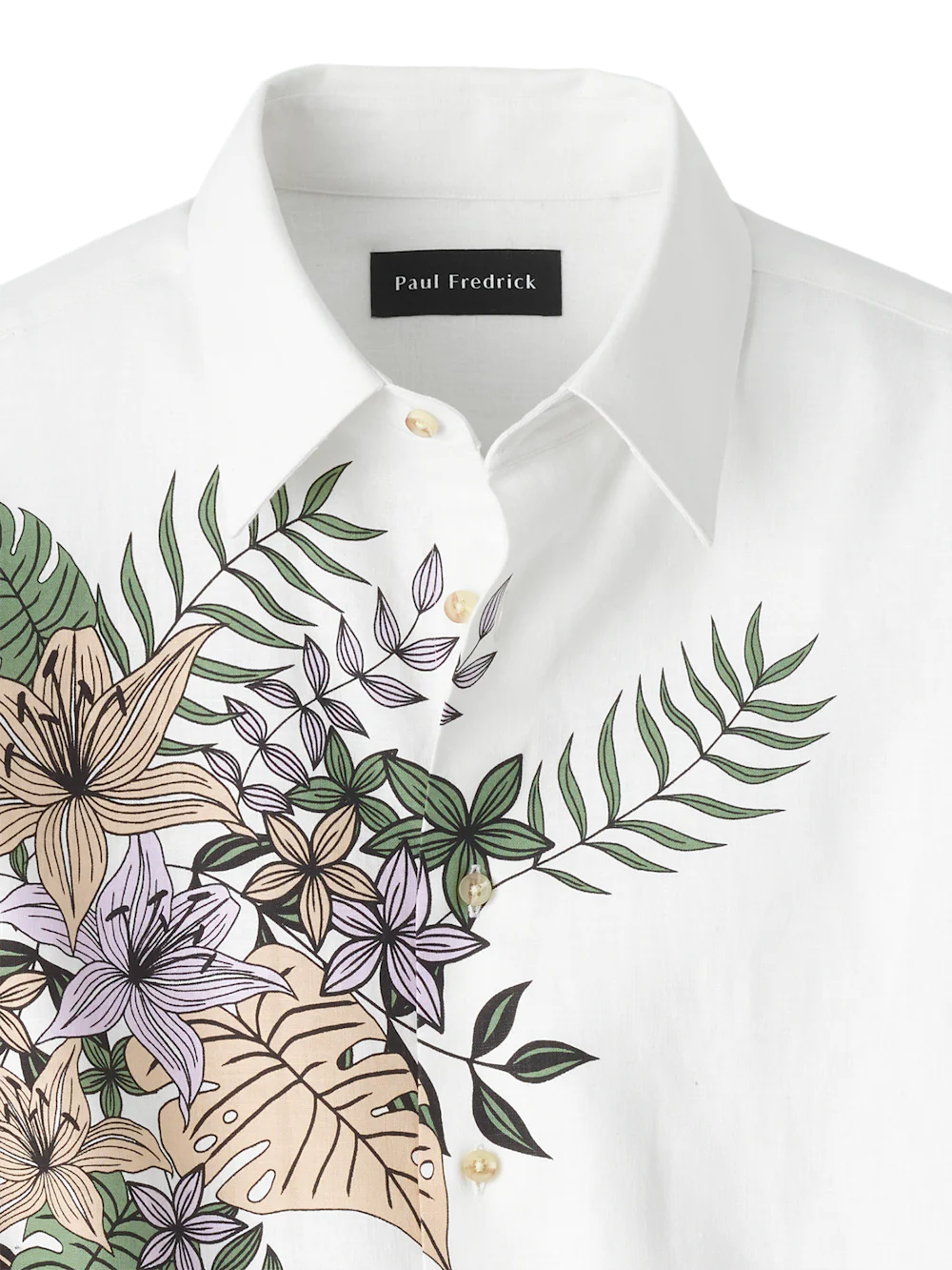 Linen Blend Print Panel Casual Shirt - Multi - Image 6