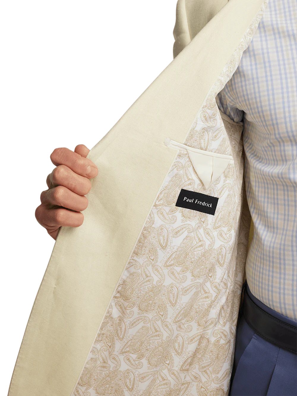 Linen Blend Single Breasted Notch Lapel Sport Coat - Butter - Image 4