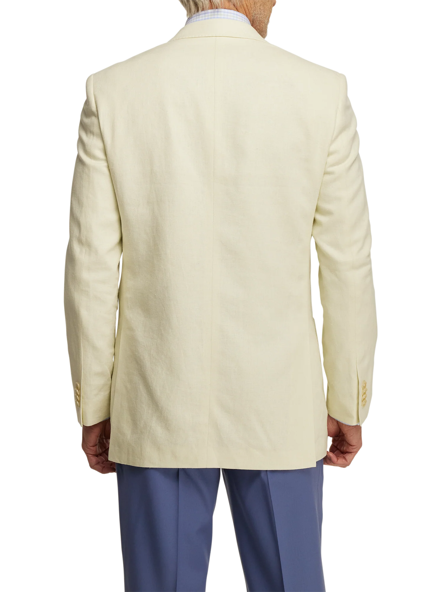 Linen Blend Single Breasted Notch Lapel Sport Coat - Butter - Image 7