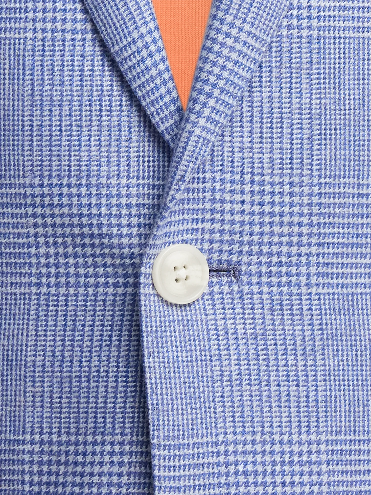 Linen Blend Single Breasted Notch Lapel Sport Coat - Blue - Image 5