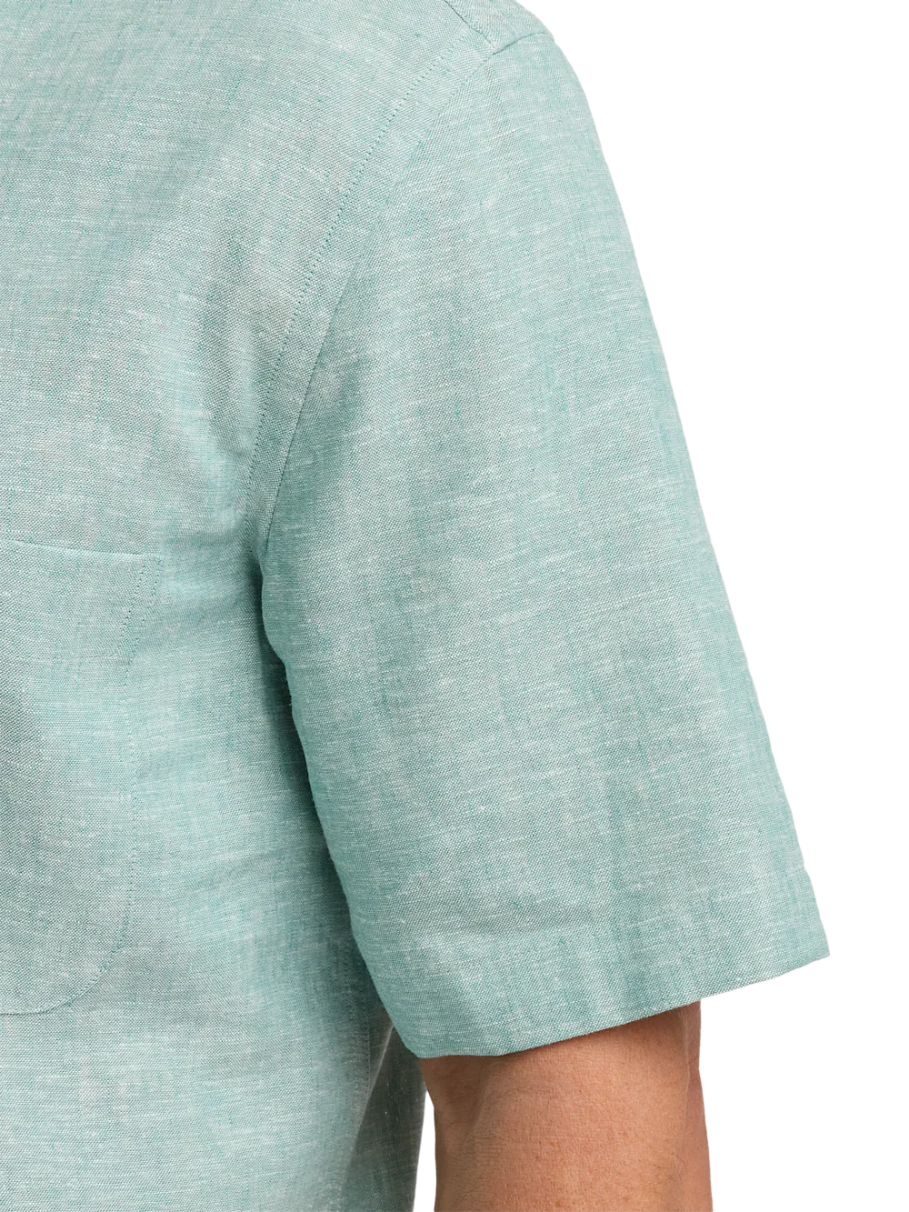 Linen Blend Solid Casual Shirt - Light Aqua - Image 4
