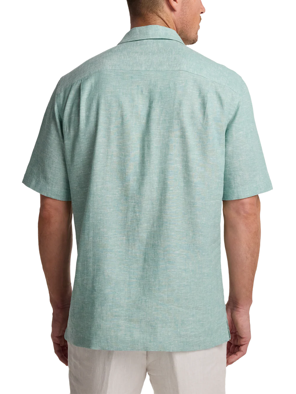 Linen Blend Solid Casual Shirt - Light Aqua - Image 5