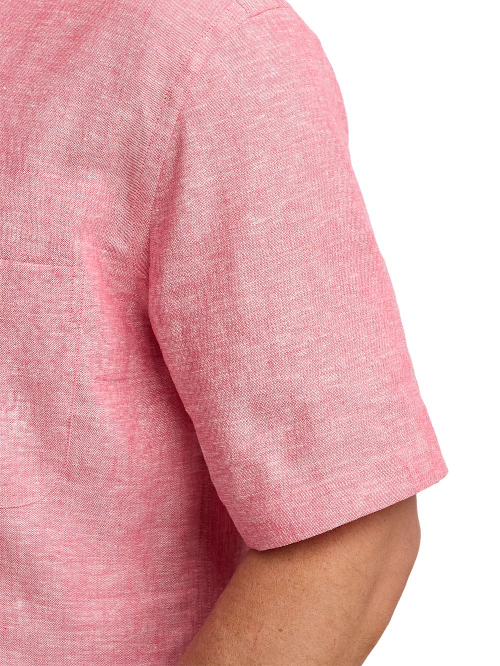 Linen Blend Solid Casual Shirt - Light Red - Image 4