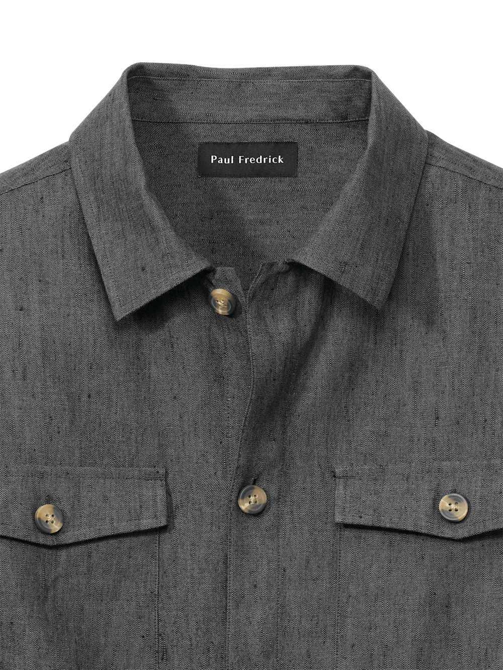 Linen Blend Solid Overshirt - Charcoal - Image 6