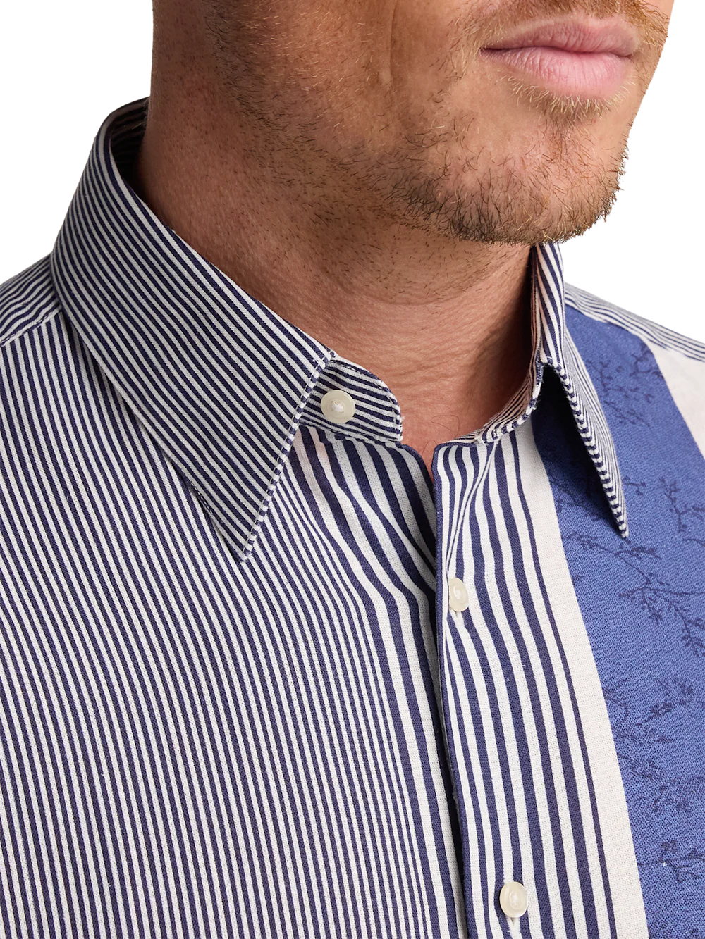 Linen Blend Stripe Casual Shirt - Blue/white - Image 3