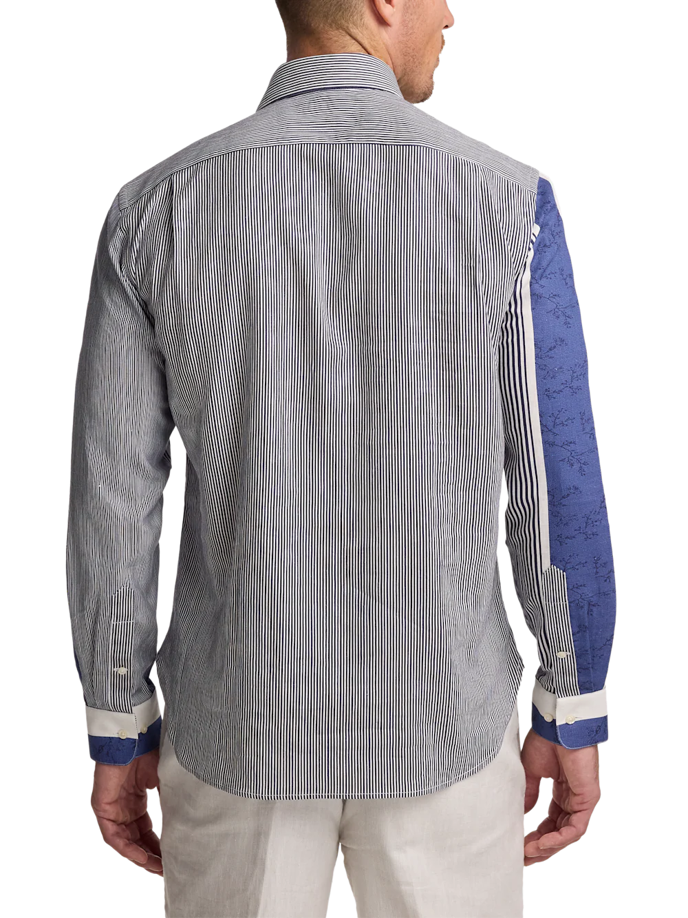 Linen Blend Stripe Casual Shirt - Blue/white - Image 5
