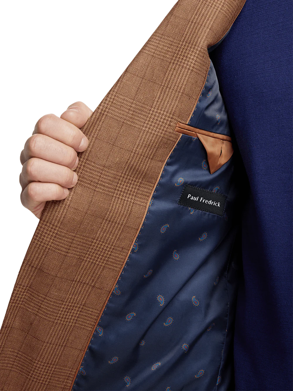 Linen Plaid Single Breasted Notch Lapel Sport Coat - Brown - Image 4
