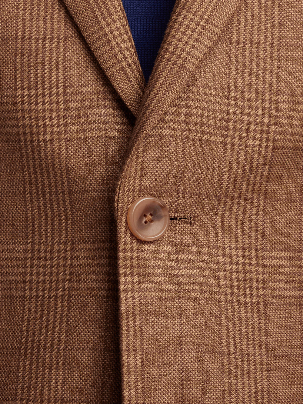 Linen Plaid Single Breasted Notch Lapel Sport Coat - Brown - Image 5