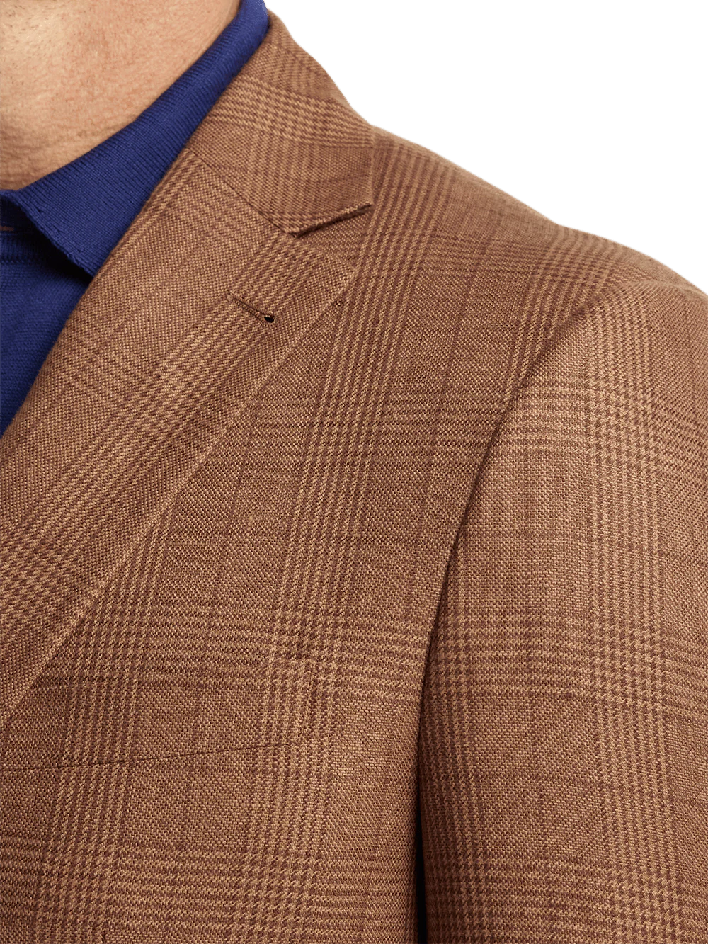 Linen Plaid Single Breasted Notch Lapel Sport Coat - Brown - Image 6