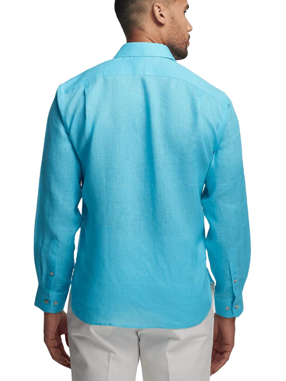 Linen Solid Casual Shirt - Aqua - Image 5