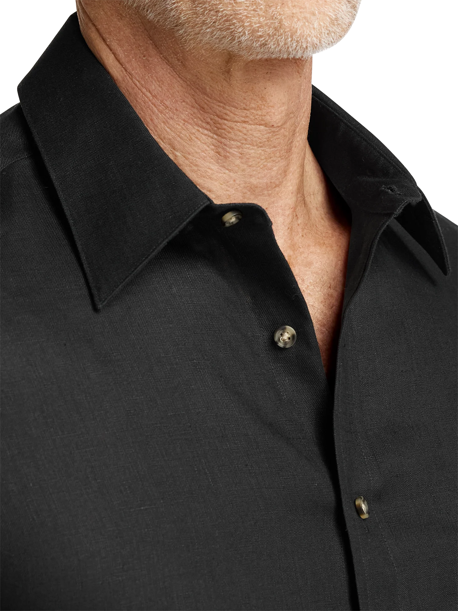 Linen Solid Casual Shirt - Black - Image 3