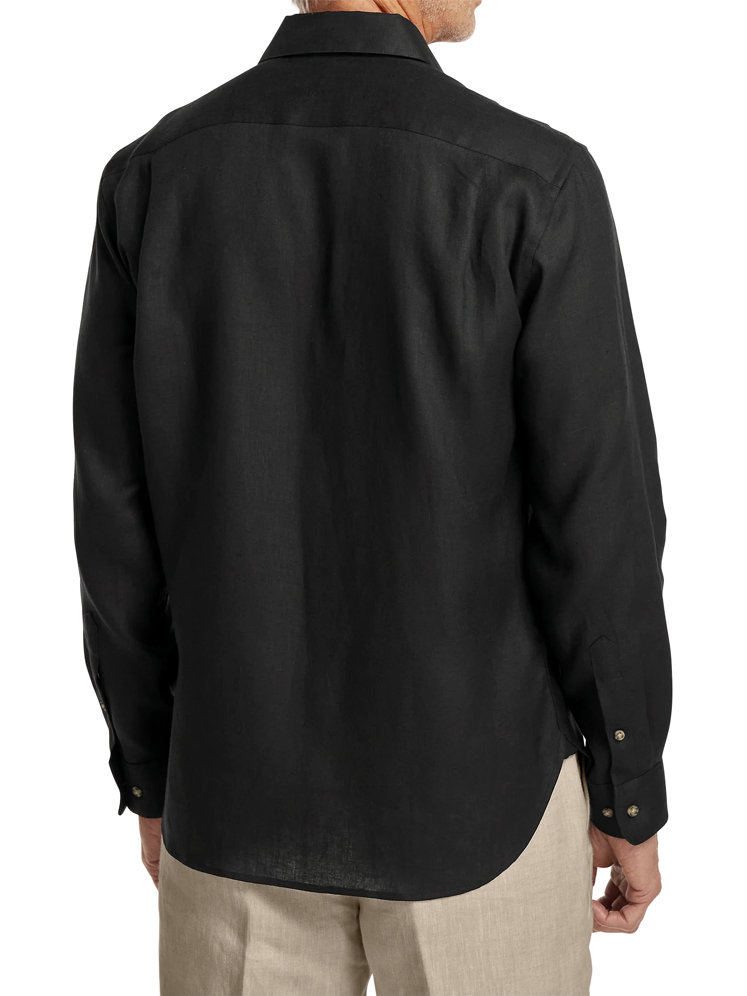 Linen Solid Casual Shirt - Black - Image 5