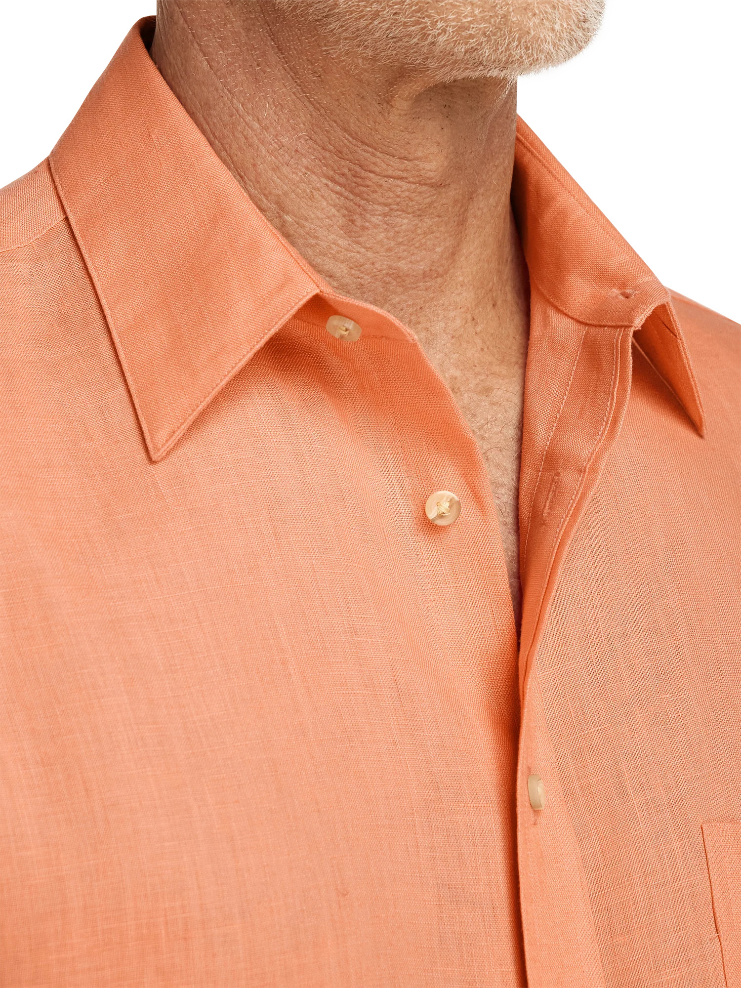 Linen Solid Casual Shirt - Coral - Image 3