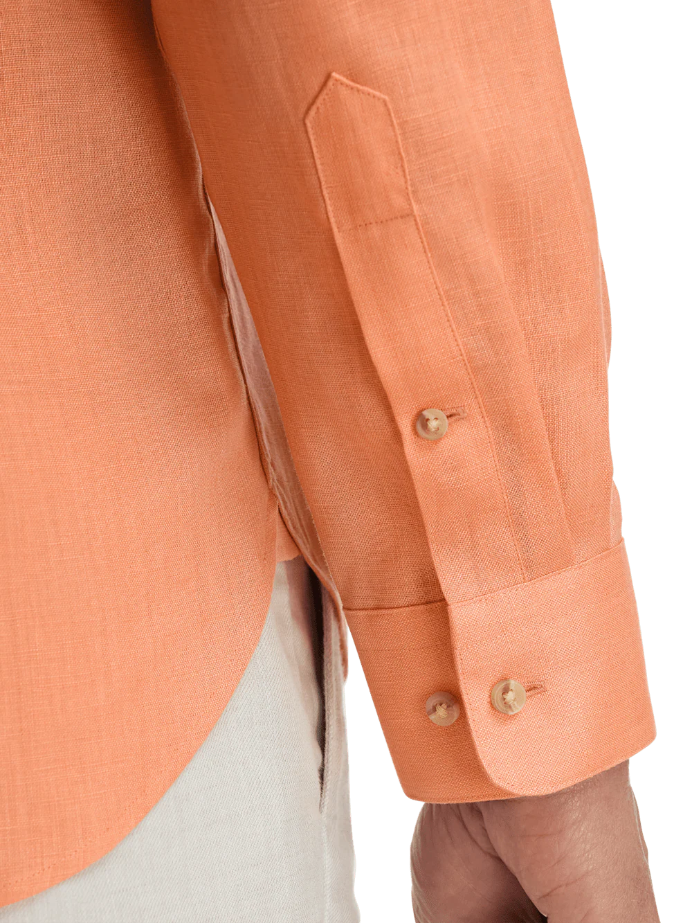 Linen Solid Casual Shirt - Coral - Image 4
