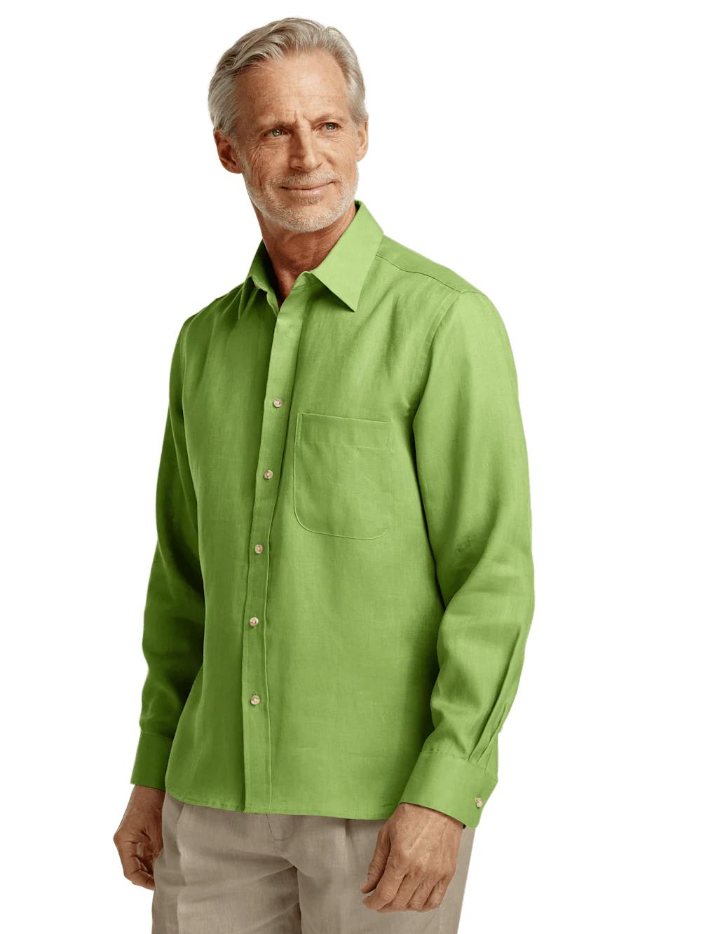 Linen Solid Casual Shirt - Green - Image 2