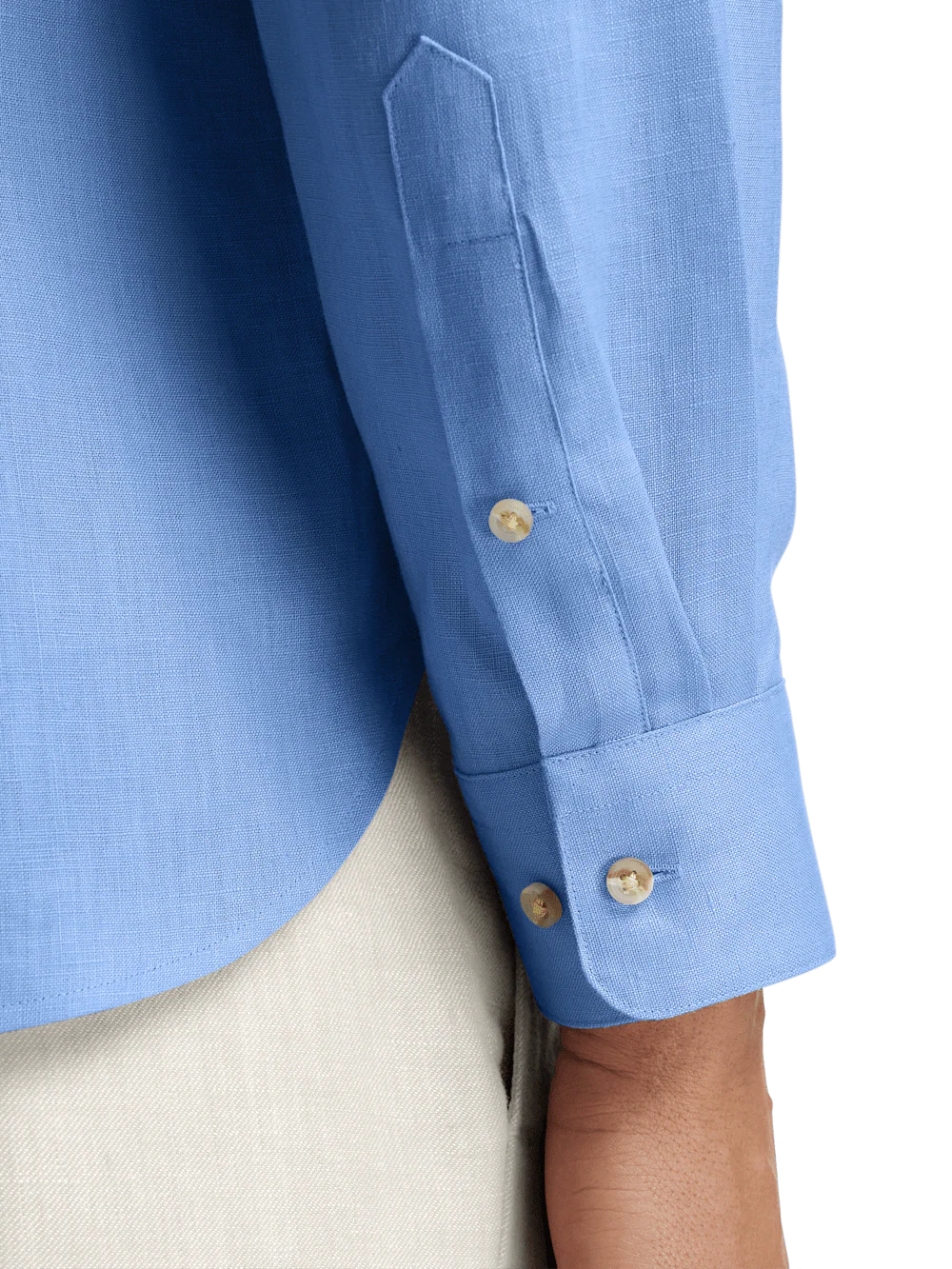 Linen Solid Casual Shirt - Light Blue - Image 4