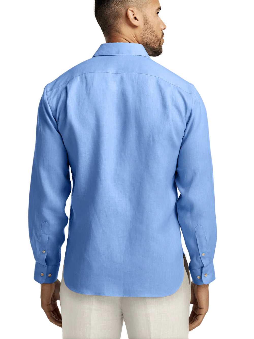 Linen Solid Casual Shirt - Light Blue - Image 5