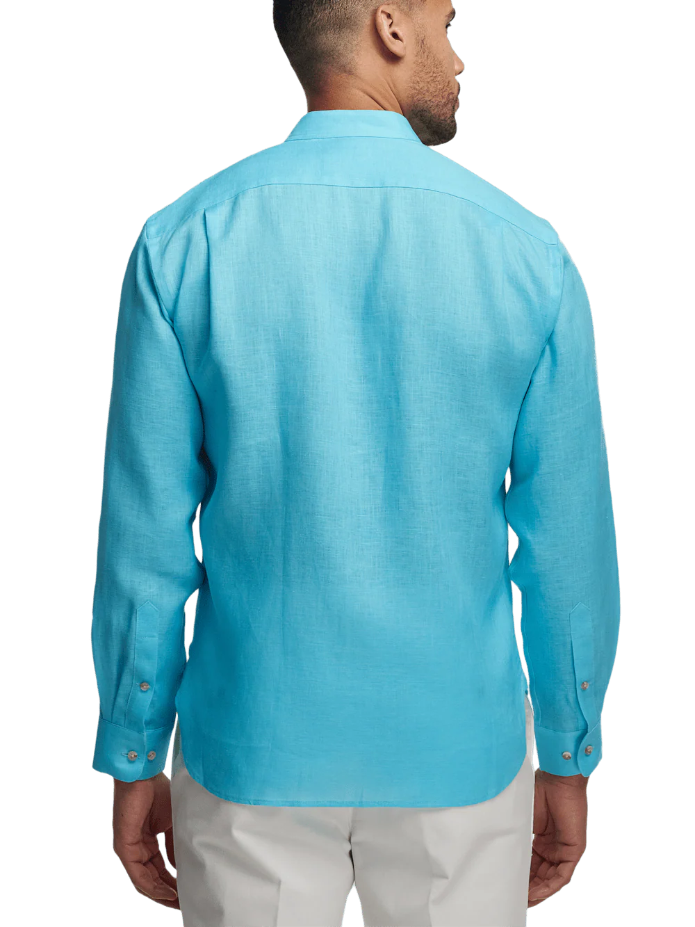 Linen Solid Casual Shirt - Aqua - Image 5