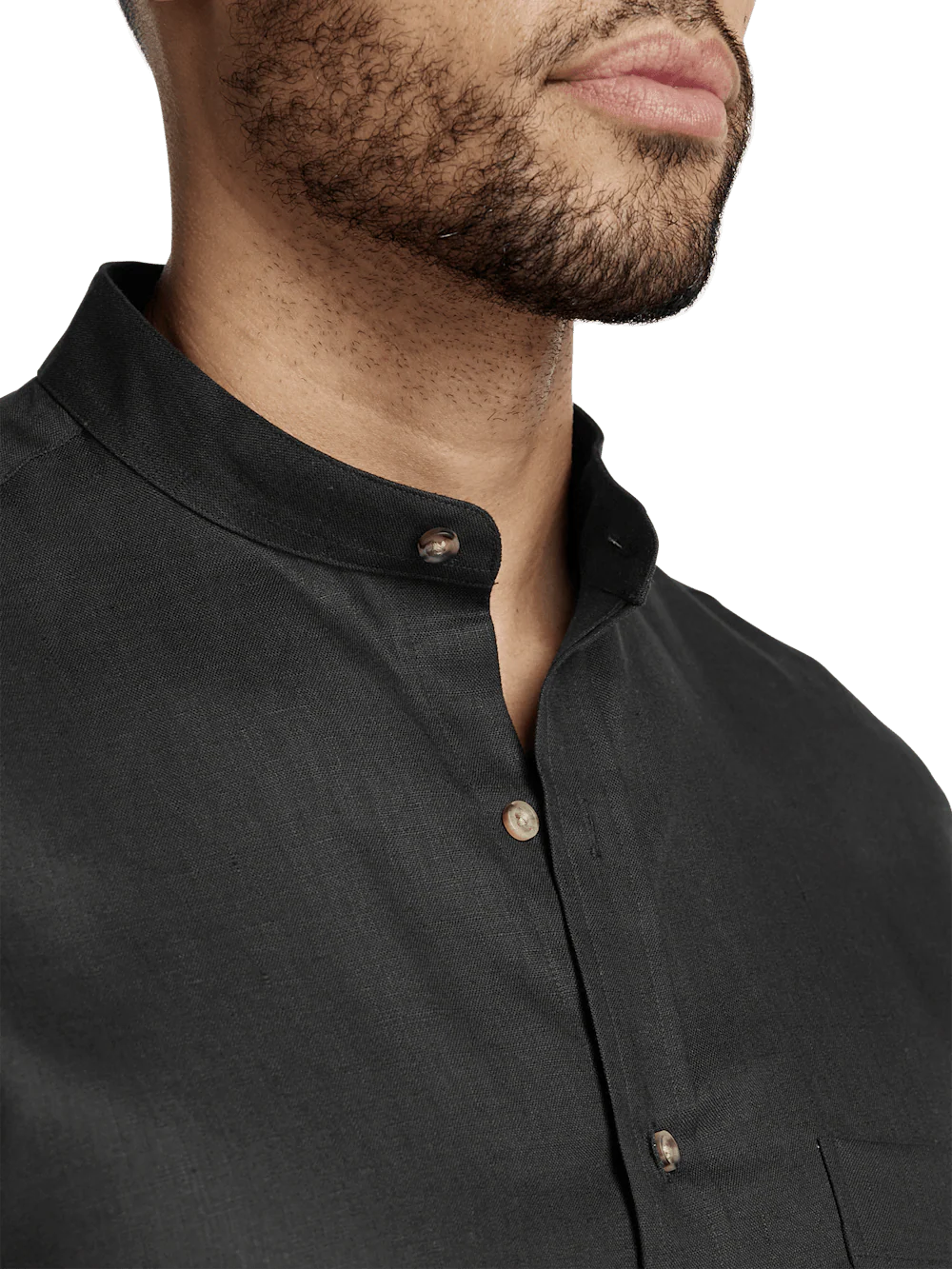 Linen Solid Casual Shirt - Black - Image 3